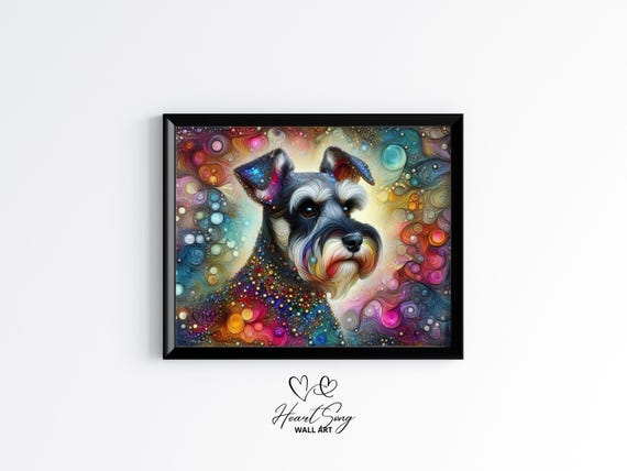 Schnauzer Dog Painting Rustic Abstract Wall Art With Rich Alcohol Inkinspired Texture For Modern Decor Lovers 907