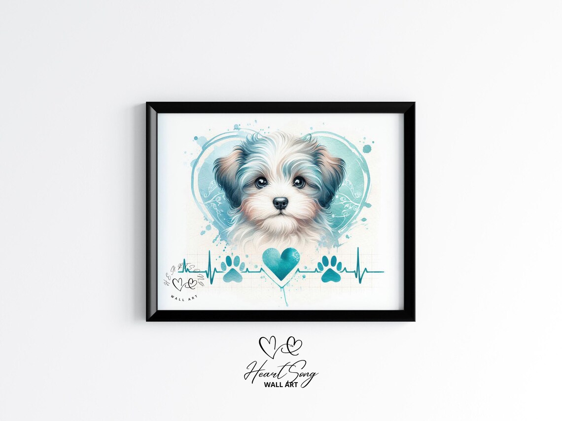 Havanese Puppy Valentine Heart Watercolor Dog Art Gift Poster