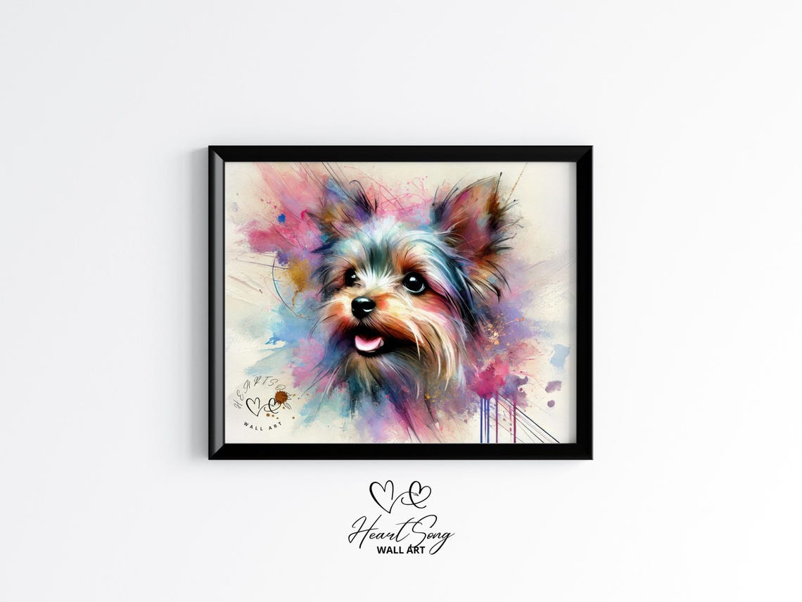 Yorkshire Terrier Watercolor Rainbow Splash Dog Portrait Poster