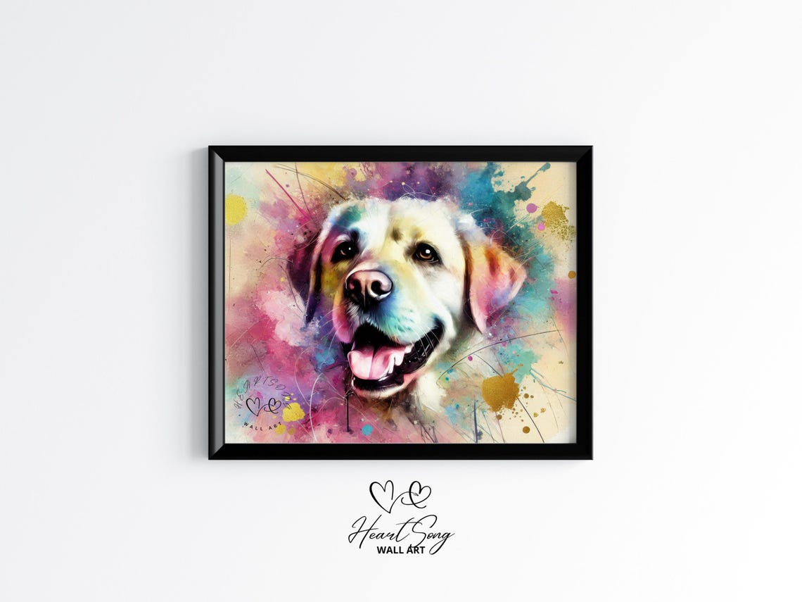 Yellow Labrador Retriever Watercolor Dog Portrait Art Poster
