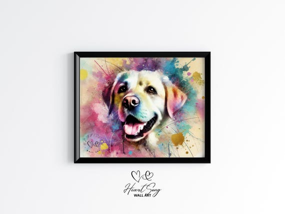 Labrador Retriever Dog Wall Art Bright Expressive Watercolor Pet Portrait Abstract Painting Animal Print 50