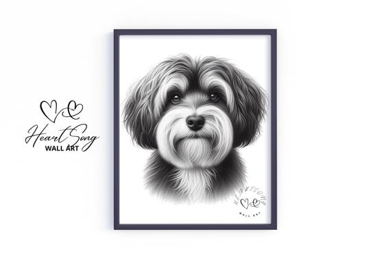 Havanese Christmas Holiday Wall Art Cozy Cottage Dog Print Moody Warm Neutral Rustic Decor V469