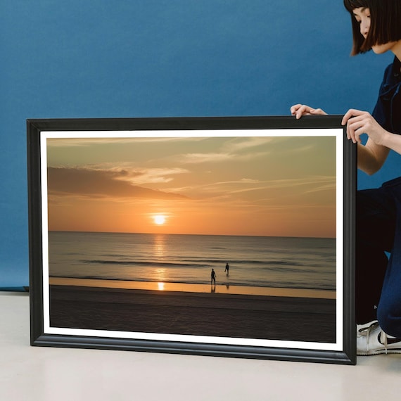Sunset Beach Ocean Waves Photography Horizontal Coastal Poster