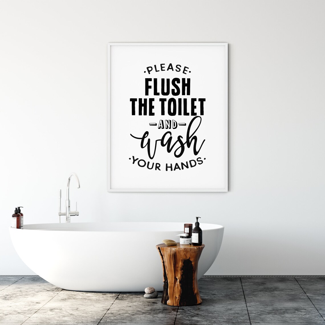 Flush The Toilet Sign Kids Bathroom Rules Art Print - Image 2