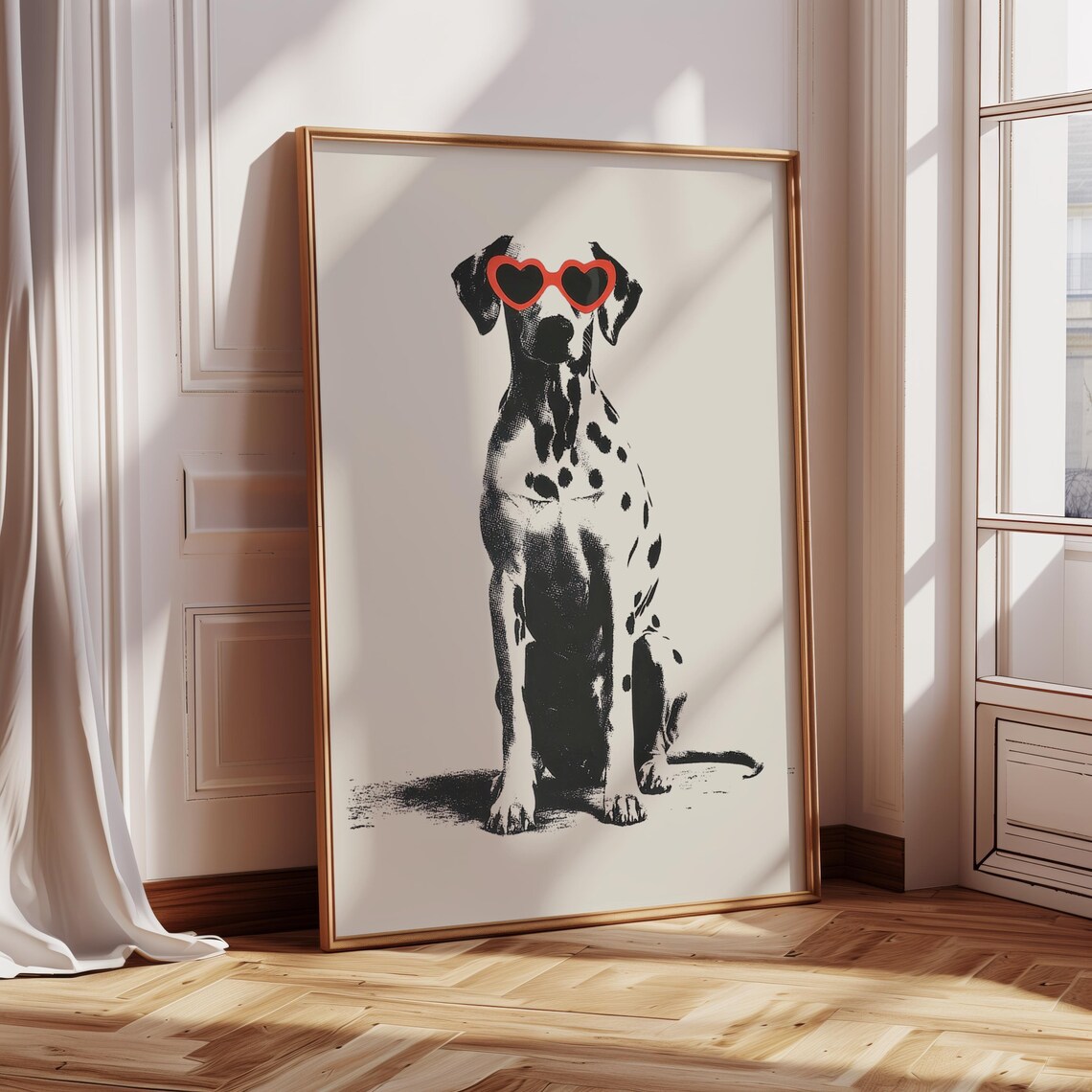 Dalmatian Heart Sunglasses Bold Black White Dog Funny Animal Art Poster