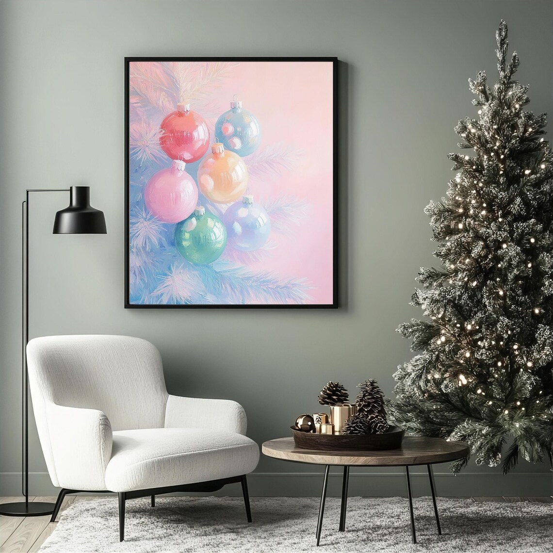 Pastel Christmas Ornament, Festive Holiday Baubles - Image 4