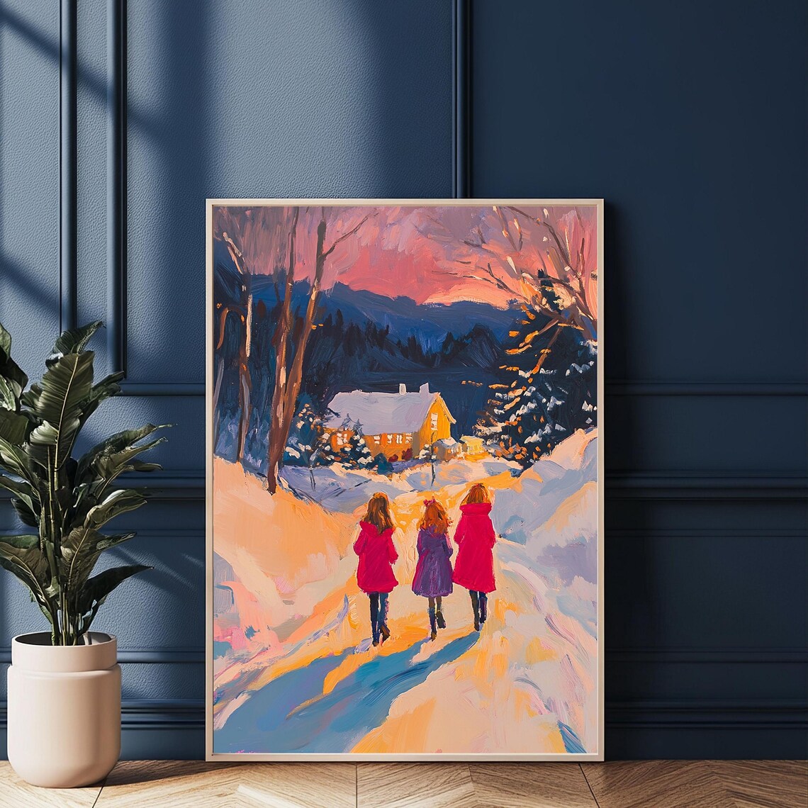 Winter Wonderland, Snowy Evening Scene Art Print - Image 4