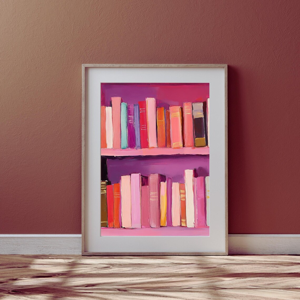 Pink Bookshelf Cozy Library Reading Nook Book Lover Gift Poster - Image 5