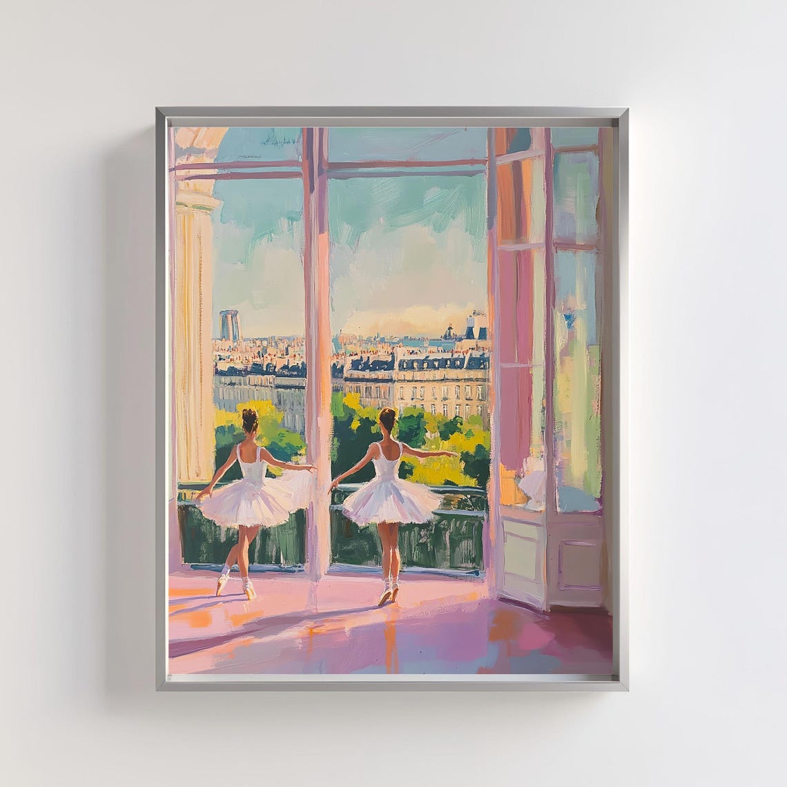 Ballerina Paris Cityscape, Ballet Dancer Art Print