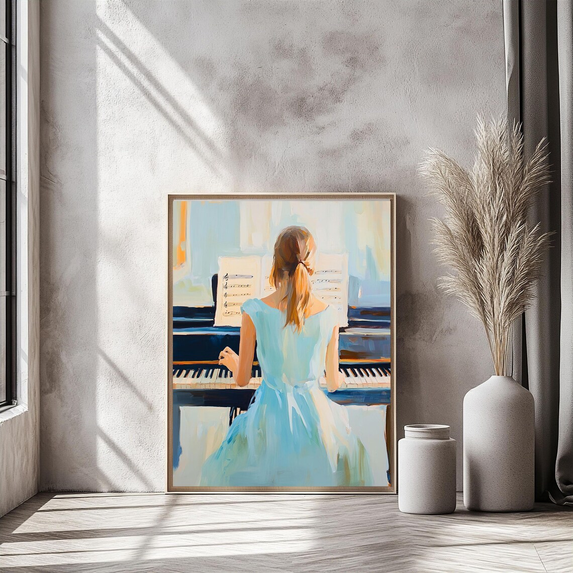 Elegant Piano Art Decor, Woman Playing Piano Portrait - Image 3