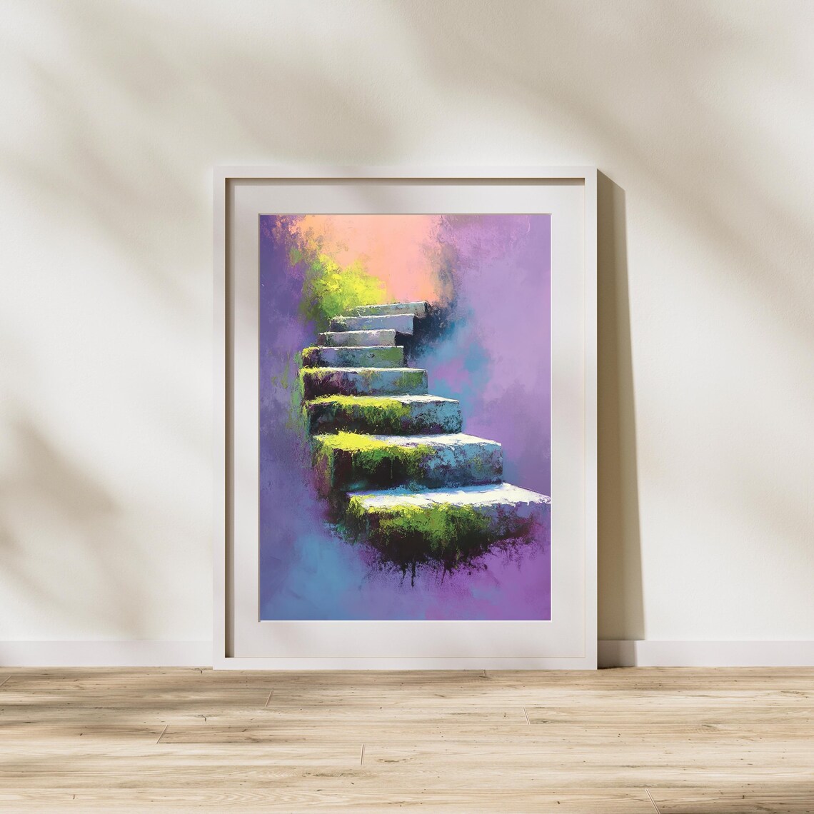 Abstract Stairway, Mystical Mossy Steps Art Print - Image 5