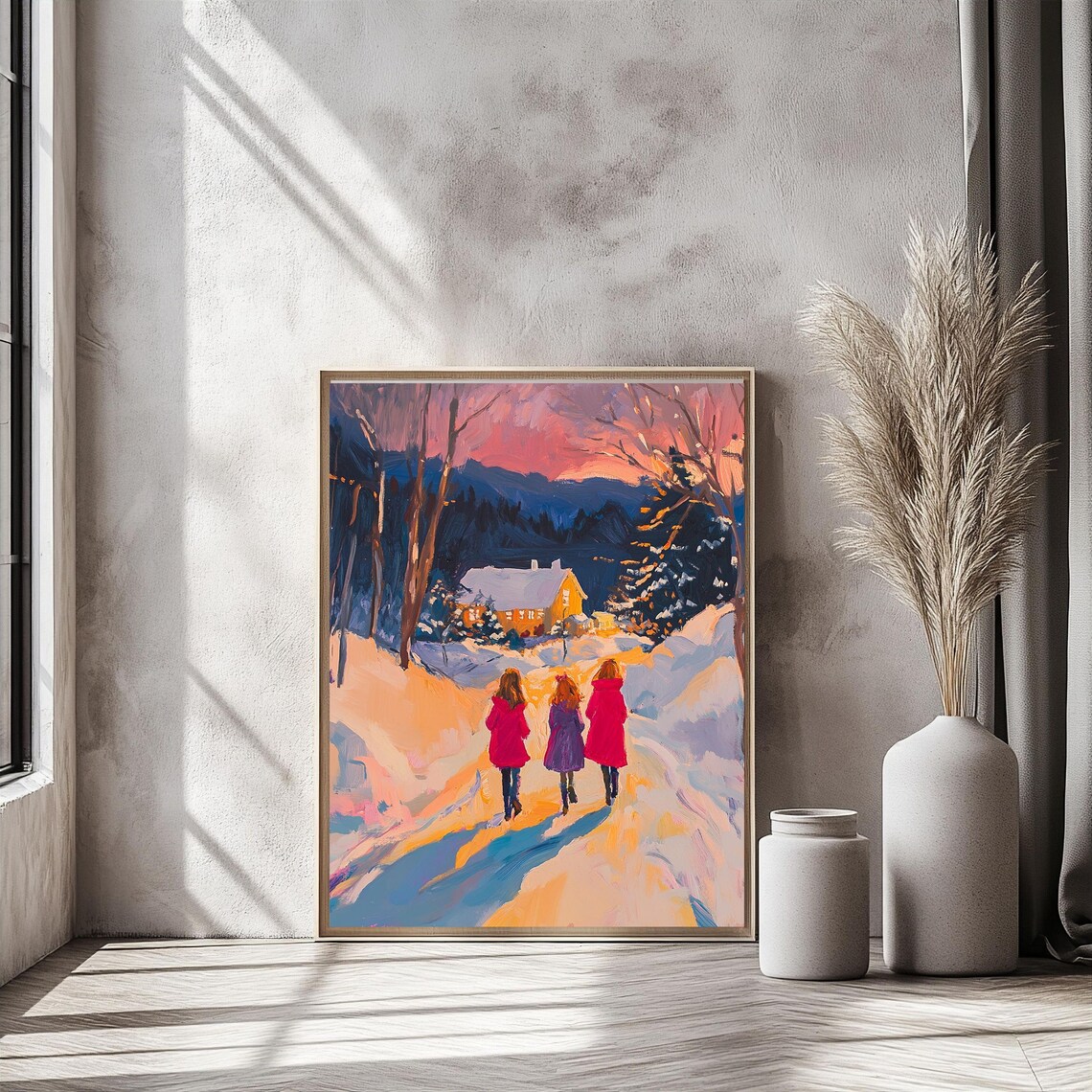 Winter Wonderland, Snowy Evening Scene Art Print - Image 3