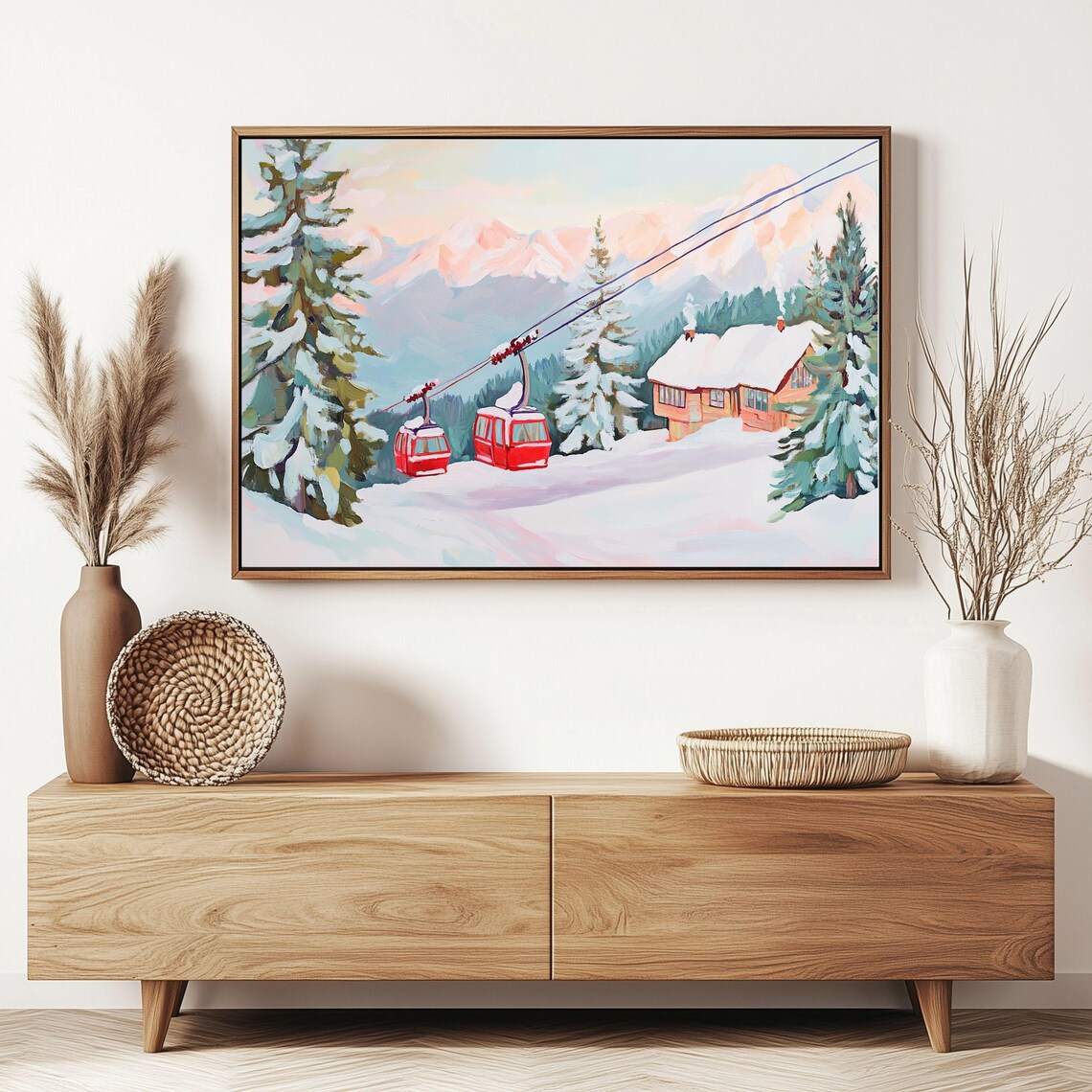 Winter Wonderland Ski Resort Art Print, Nordic Forest - Image 4
