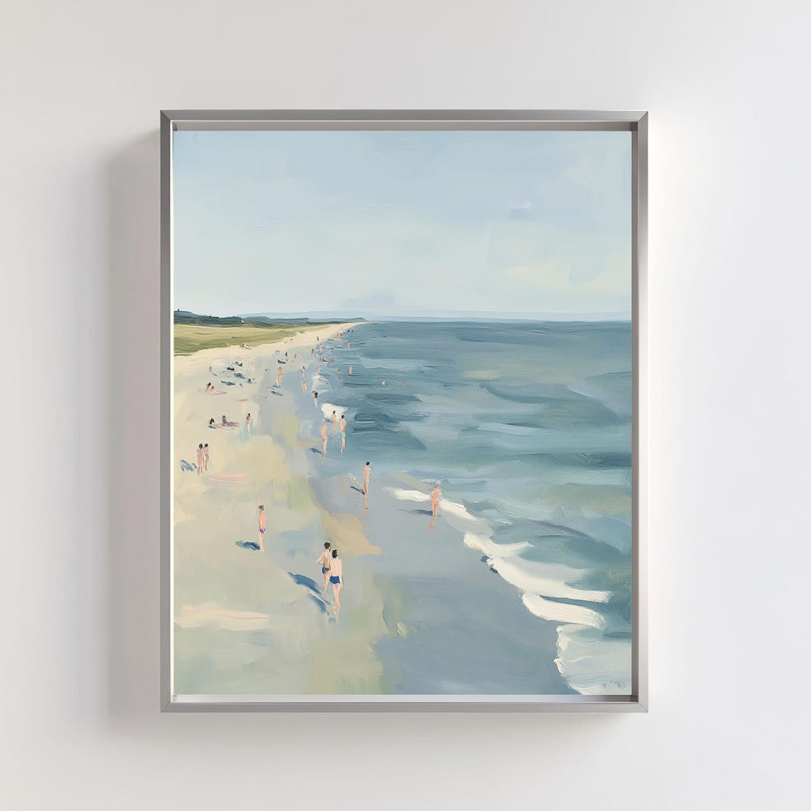 Pastel Beach Scene Art Print, Minimalist Coastal View