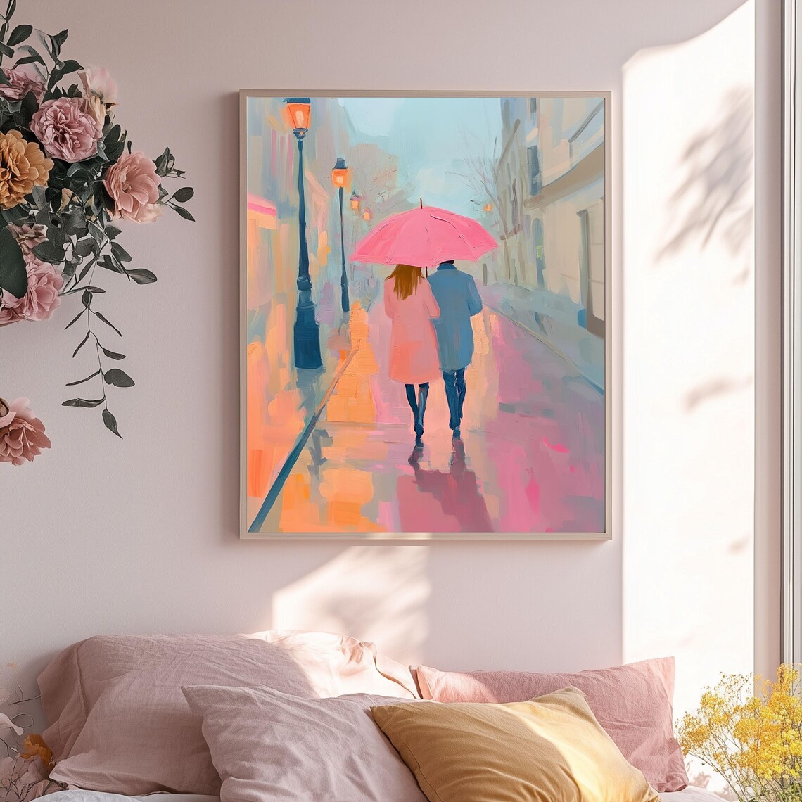 Romantic Rainy Walk, Paris Street Art Print - Image 3