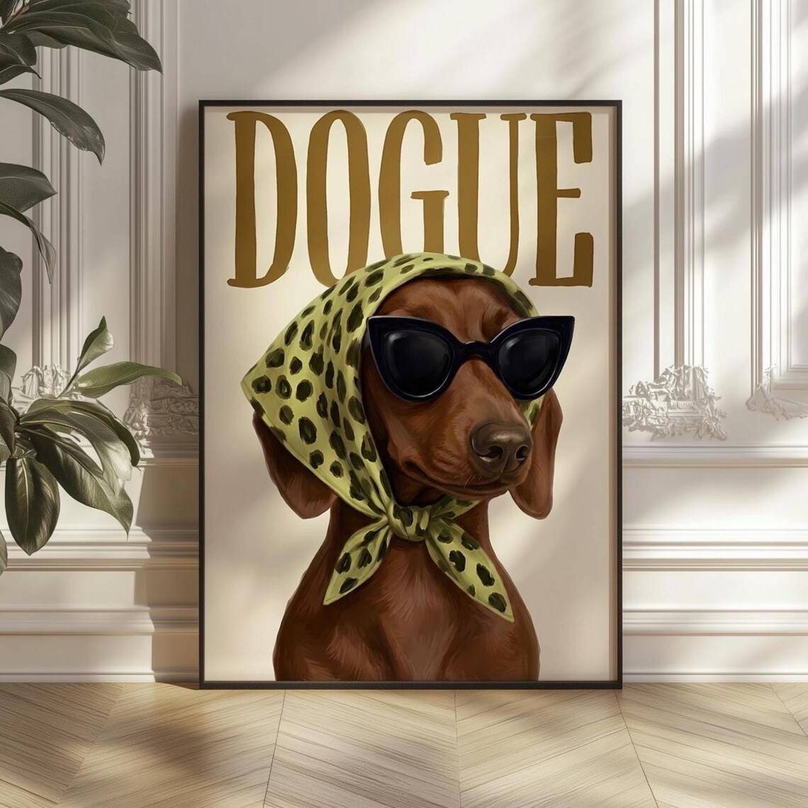 Dogue Dachshund Fashion Print, Retro Pet Poster