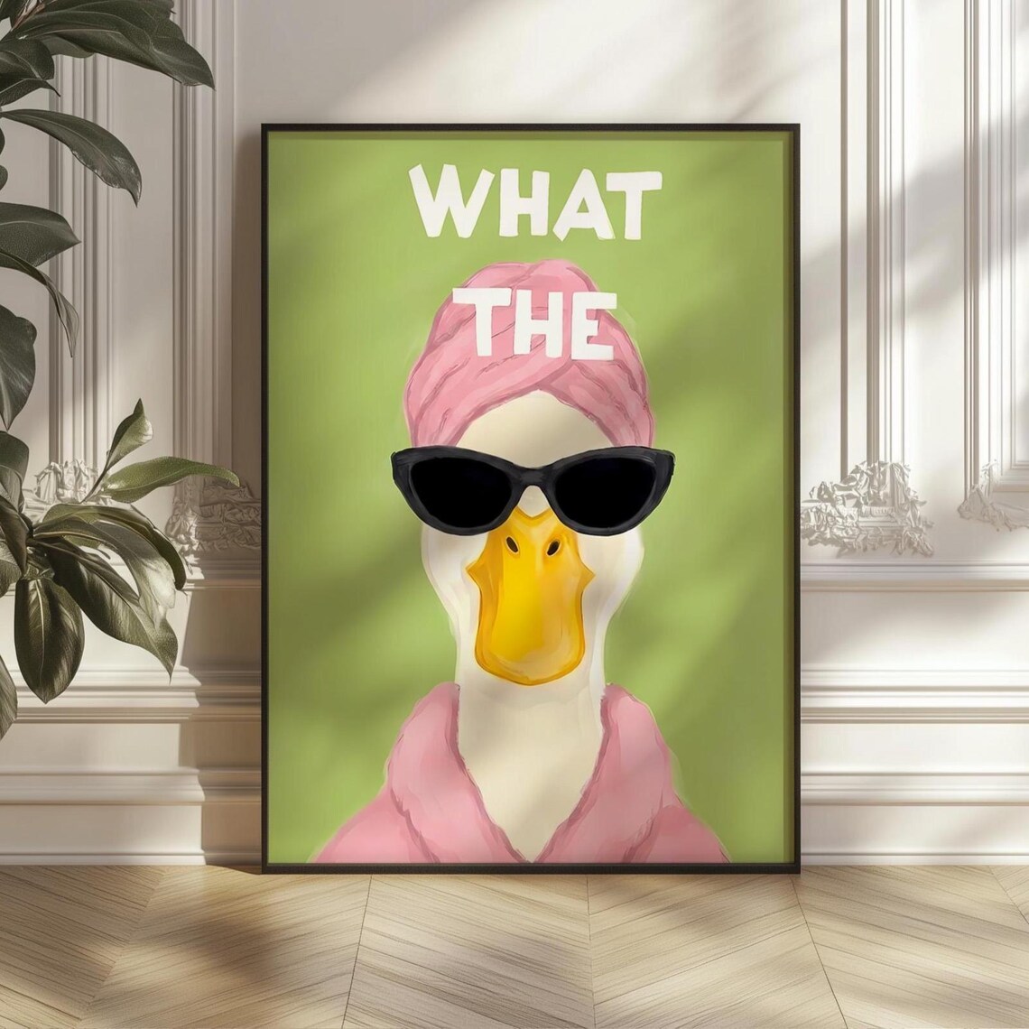 Funny Duck Bathroom Art, Quirky Animal Poster