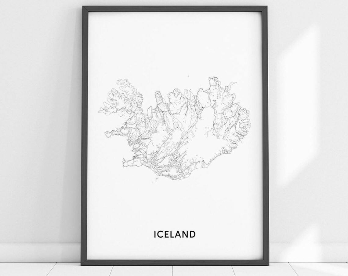 Iceland Map Art Print, Modern Minimalist Office Decor