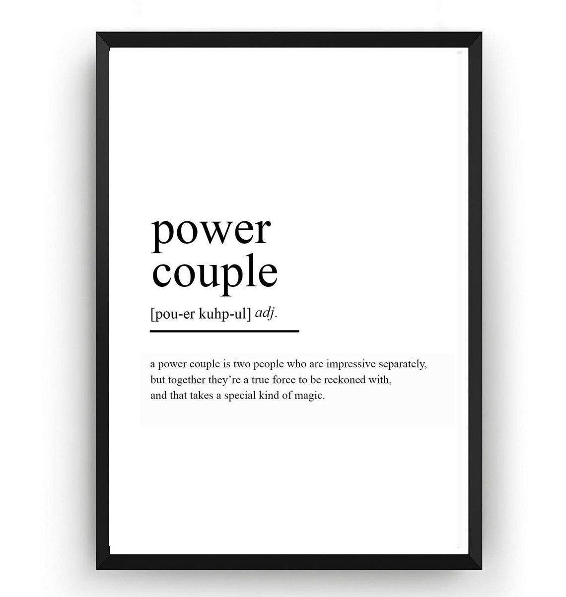 Power Couple Definition Dictionary-Style Anniversary Typography Print