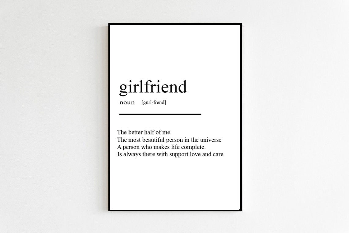 Girlfriend Definition Romantic Dictionary Style Love Quote Poster