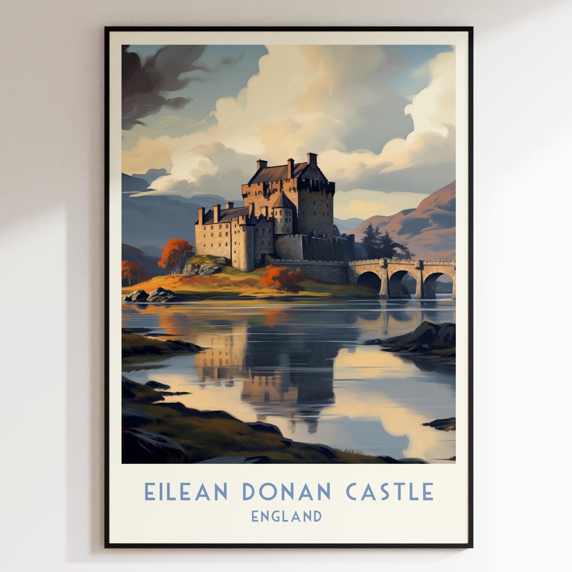 Eilean Donan Castle Highland Reflection Scotland Travel Poster