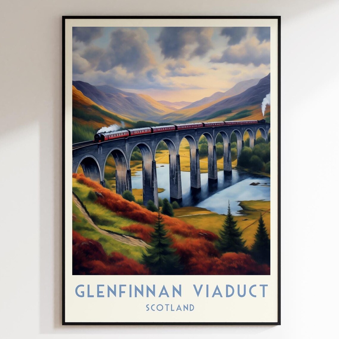 Glenfinnan Viaduct Steam Train Scotland Highlands Travel Poster