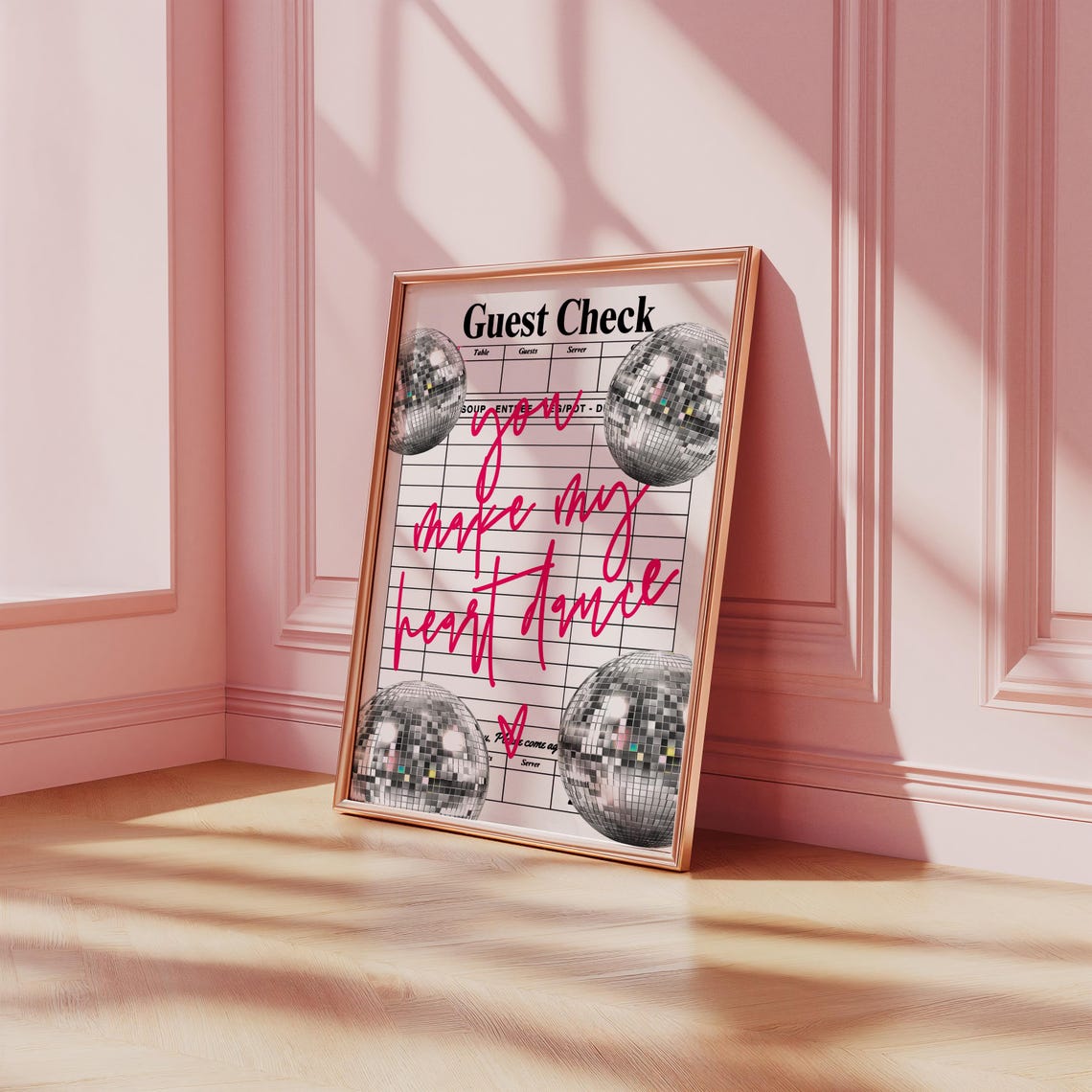 You Make My Heart Dance Disco Ball Guest Check Retro Dorm Wall Art - Image 2