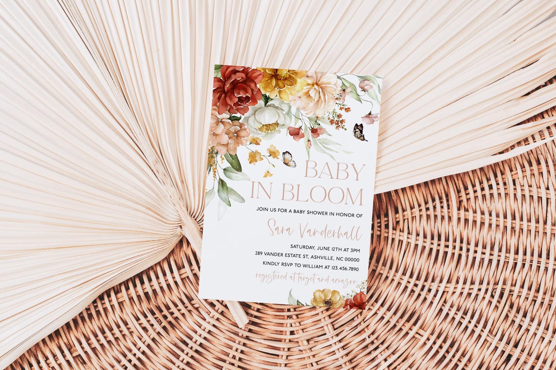 Baby In Bloom Floral Baby Shower Invitation Wildflower Invite Print - Image 3