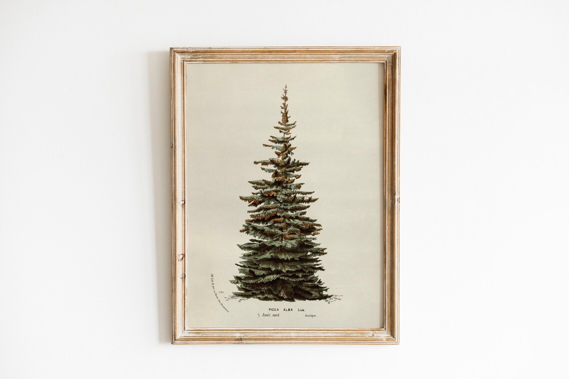Neutral Christmas Tree Vintage Holiday Wall Art