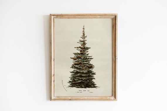 Neutral Christmas Tree Vintage Holiday Wall Art
