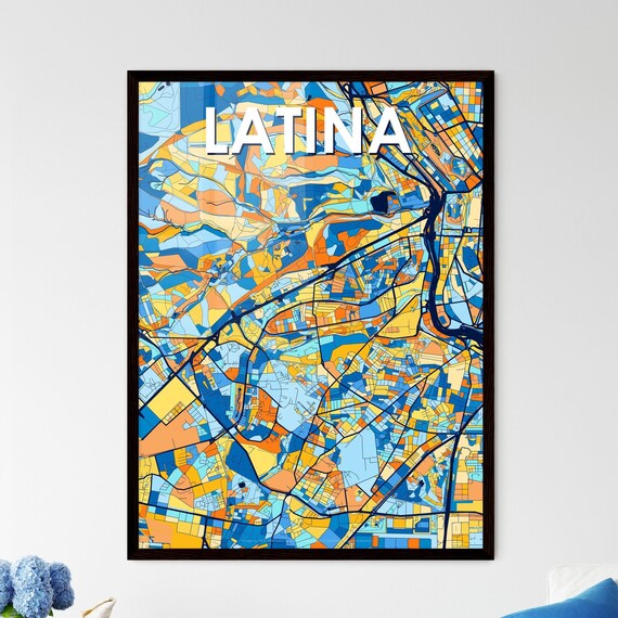 Latina Spain Colorful Street Map Artwork Modern City Home Decor Poster
