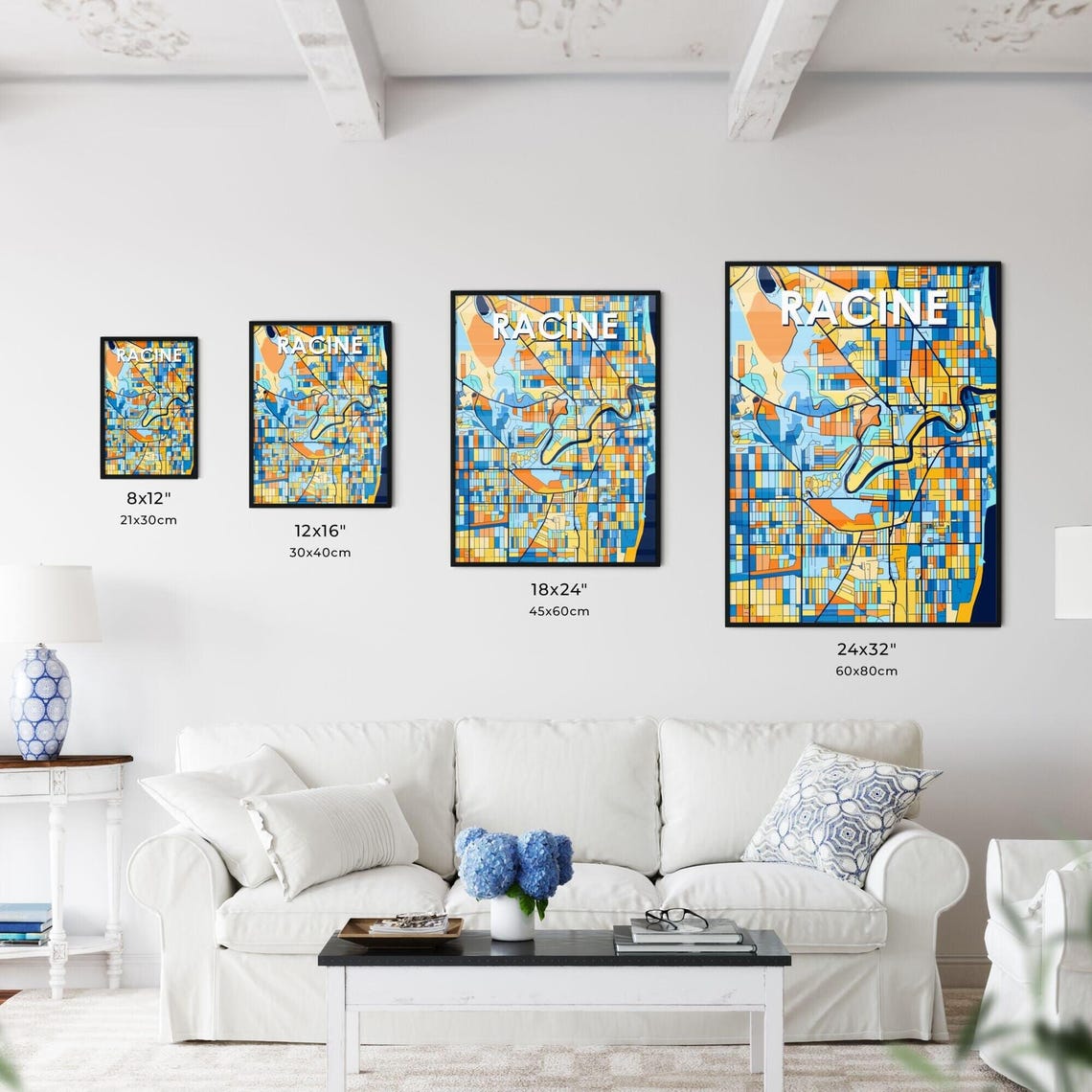 Racine Wisconsin City Map Poster Colorful Modern Home Wall Decor - Image 3