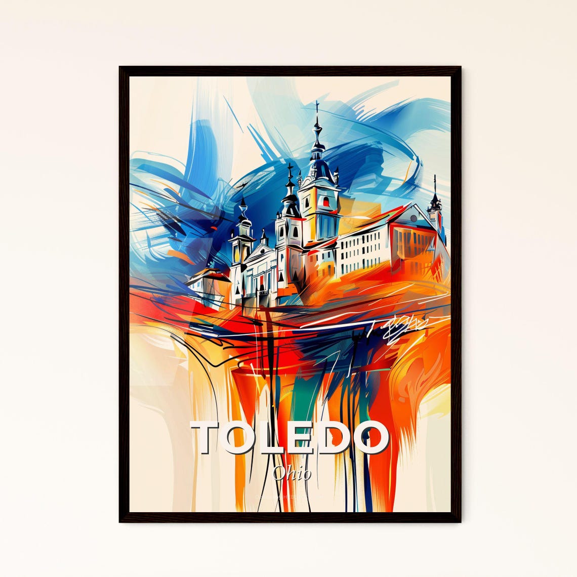 Toledo Ohio Colorful Abstract Cathedral Towers Skyline Poster