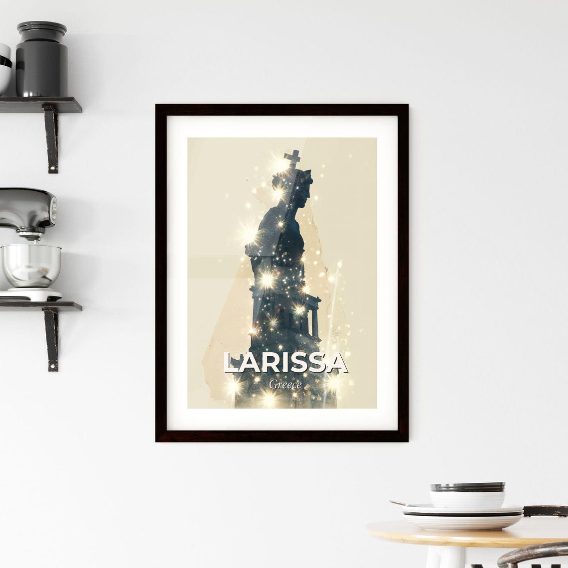 Larissa Greece Classical Statue Starry Night Sparkle Art Poster - Image 2