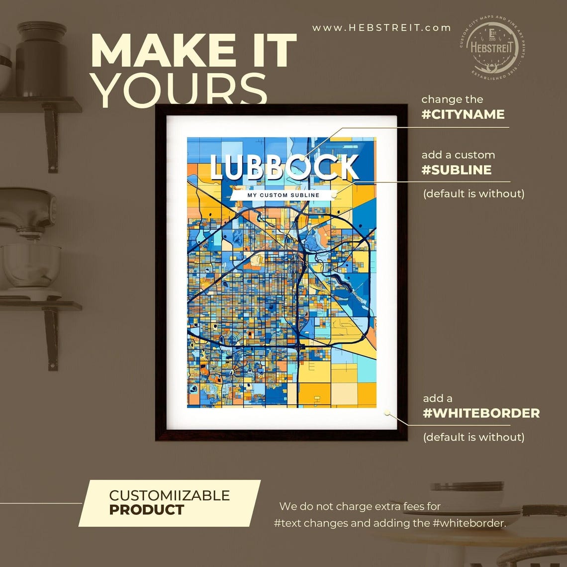 Lubbock Texas Bold Abstract Geometric City Street Map Poster - Image 2