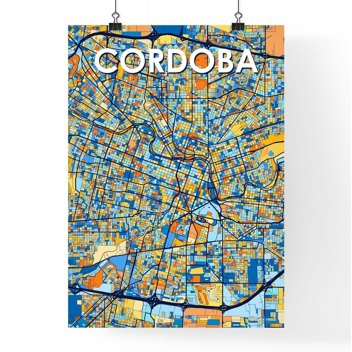Cordoba Argentina Colorful Vibrant City Street Map Art Poster - Image 4