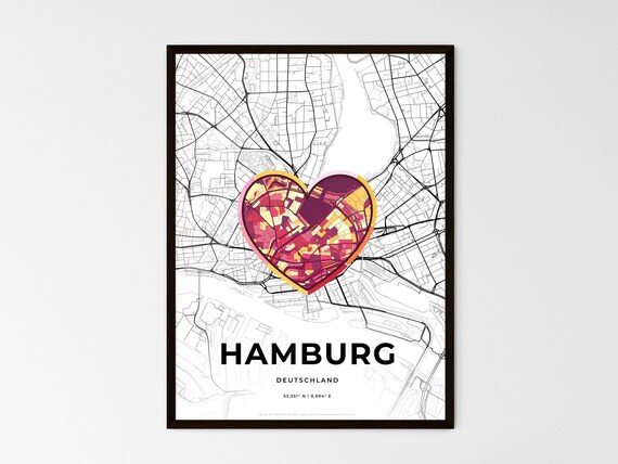 Hamburg Germany Where It All Began Heart Map Coordinates Poster