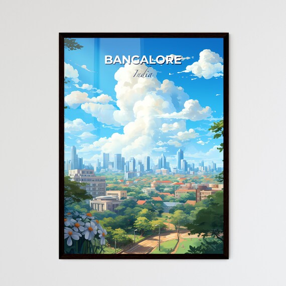 Bangalore India Modern Downtown Skyline Illustrated Travel Poster