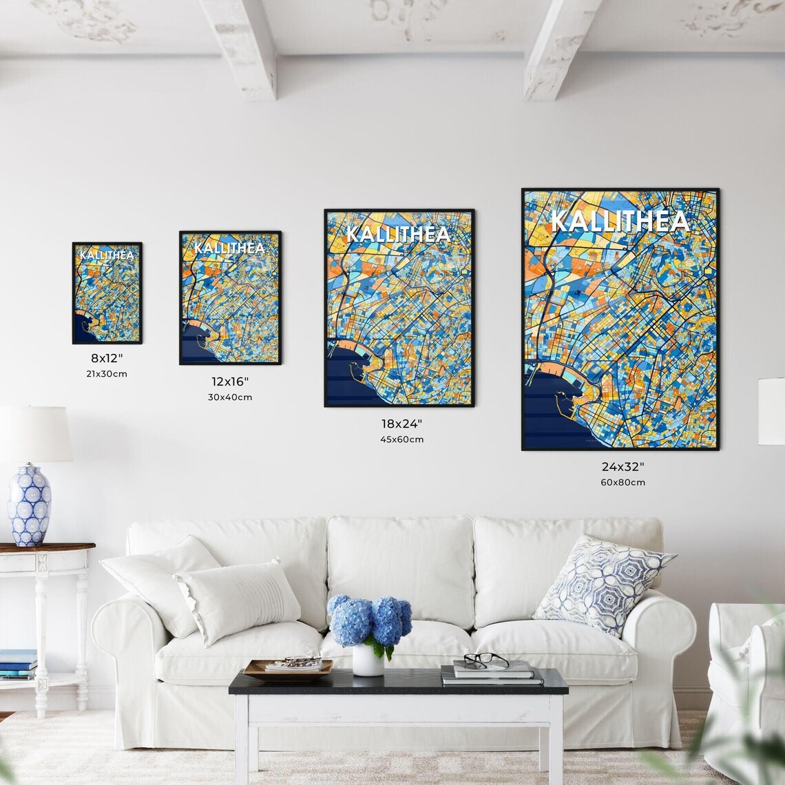 Kallithea Greece Colorful Street Map Artwork Modern City Home Decor Poster - Image 3