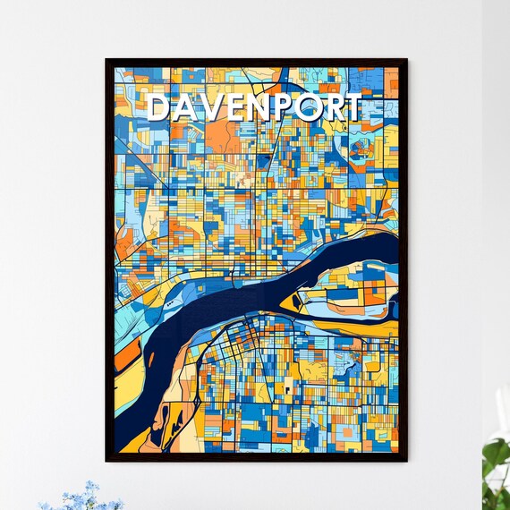 Davenport Vibrant Geometric Mosaic City Street Map Art Poster