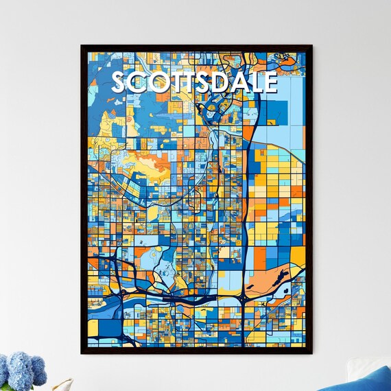 Scottsdale Arizona Colorful Geometric City Street Map Poster