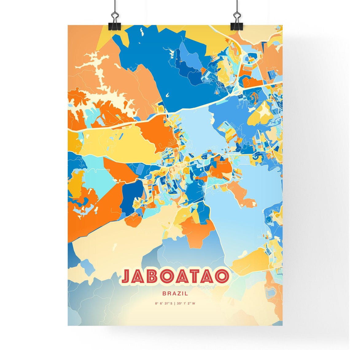 Jaboatao Brazil Modern Colorful City Map Art Coordinates Poster - Image 3