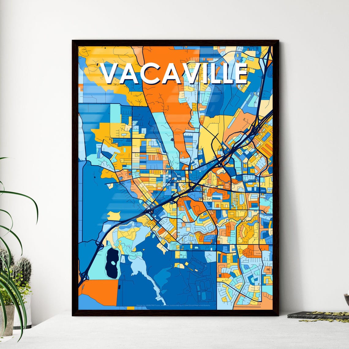 Vacaville California City Map Poster Colorful Modern Wall Decor