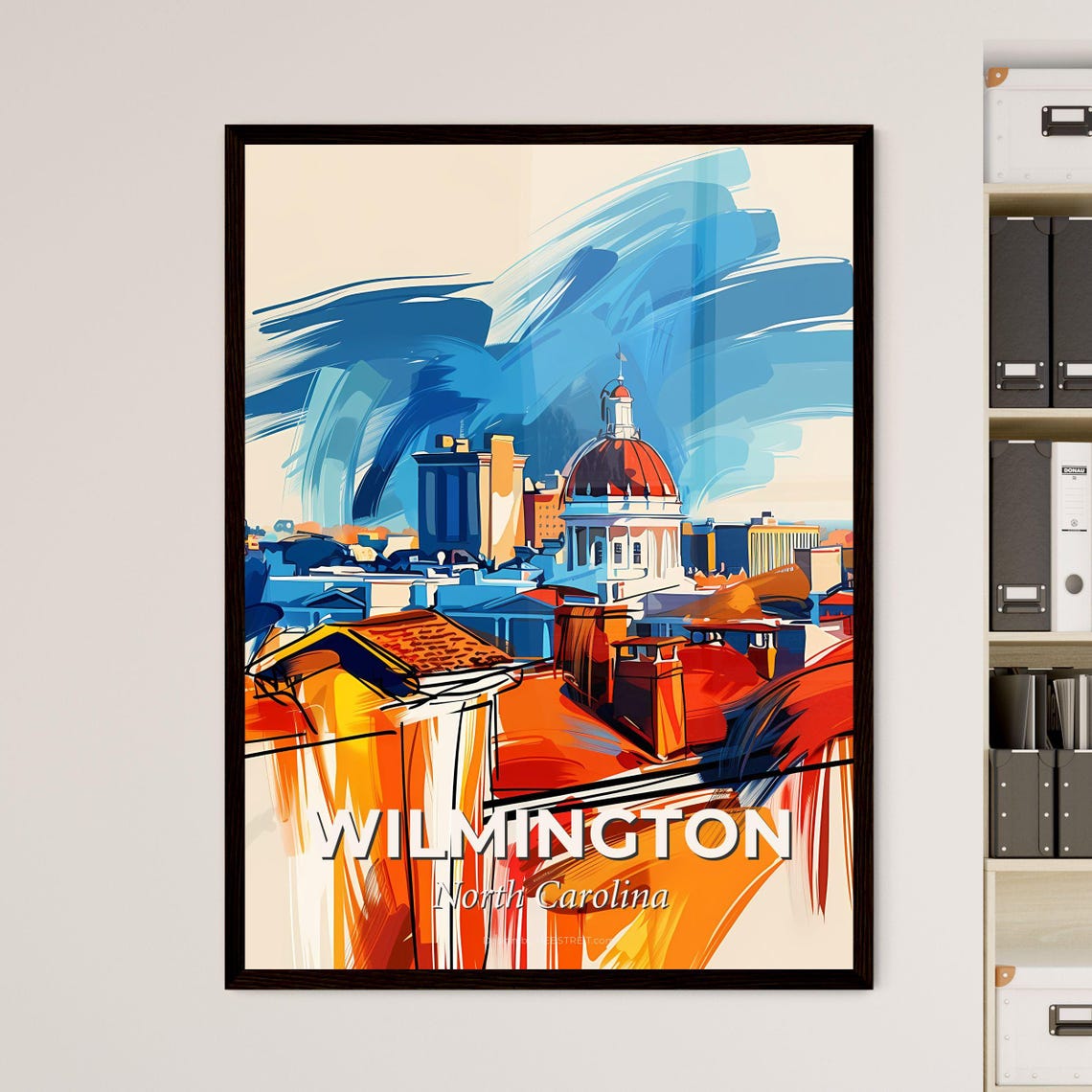 Wilmington North Carolina Colorful Abstract Dome Skyline Poster