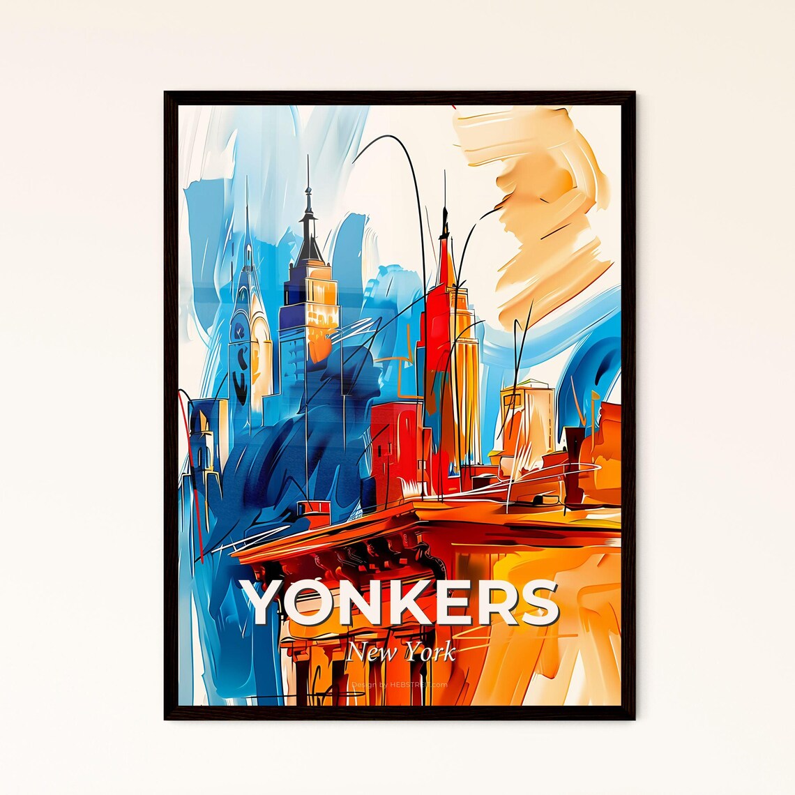 Yonkers New York Colorful Abstract Skyscrapers Skyline Poster