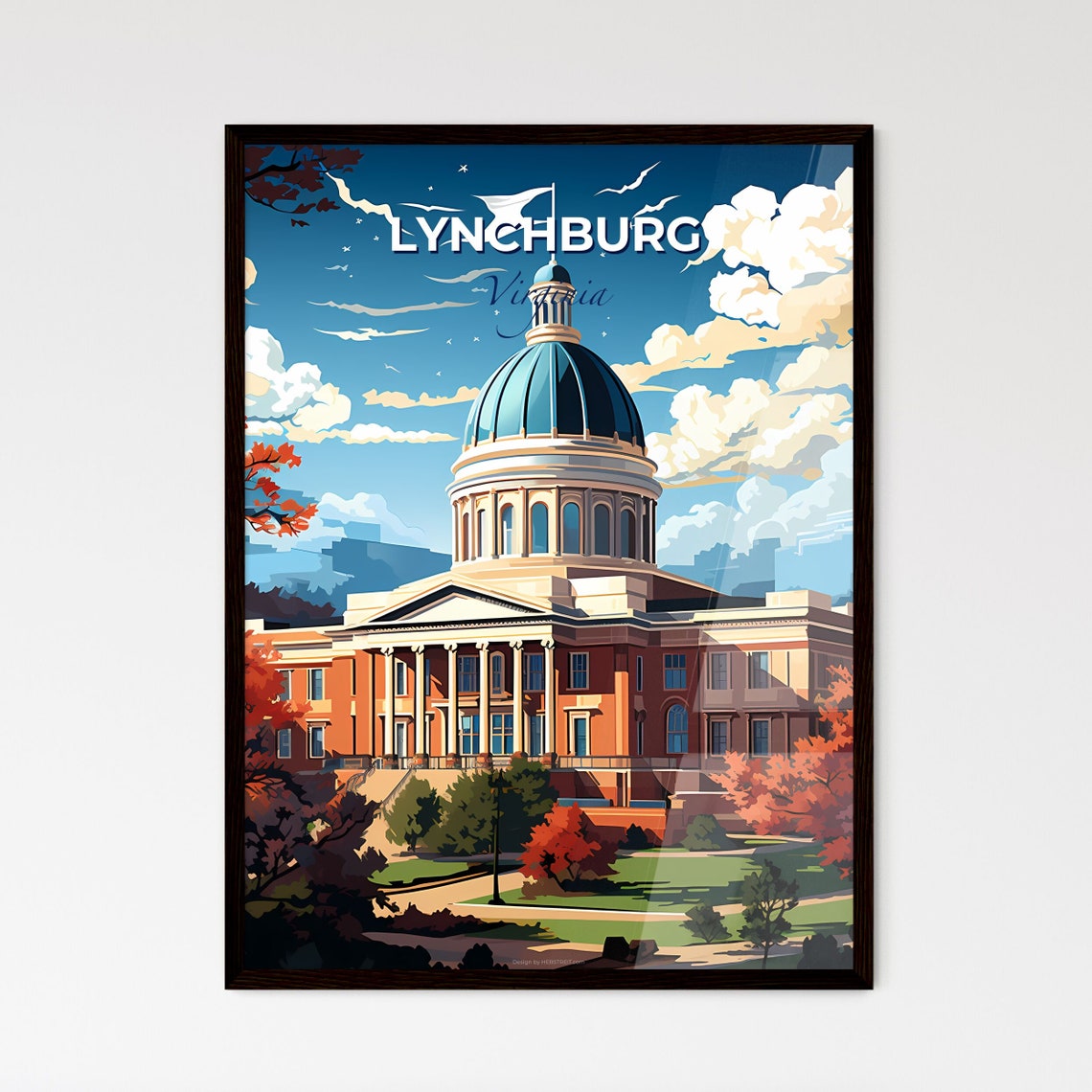 Lynchburg Virginia Autumn Domed Building Fall Foliage Poster