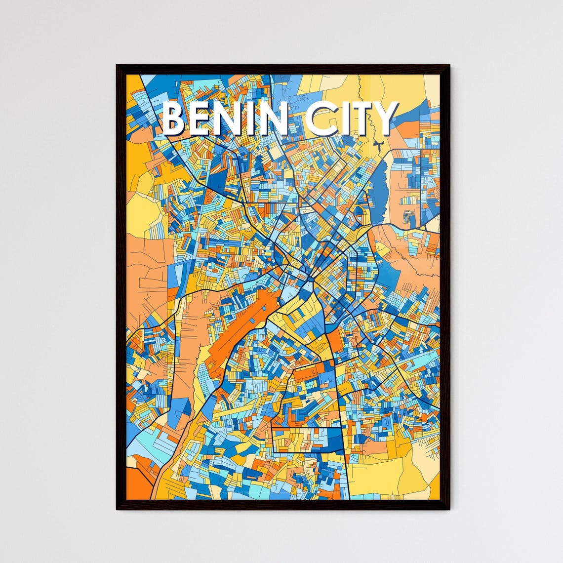 Benin City Nigeria Bold Vibrant Geometric City Map Art Poster
