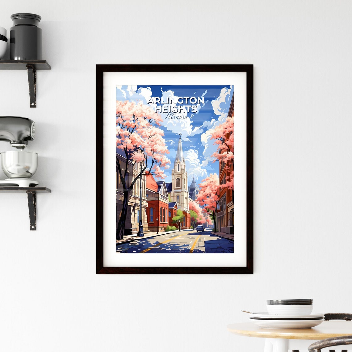Arlington Heights Illinois Church Street Spring Blossom Poster - Image 2