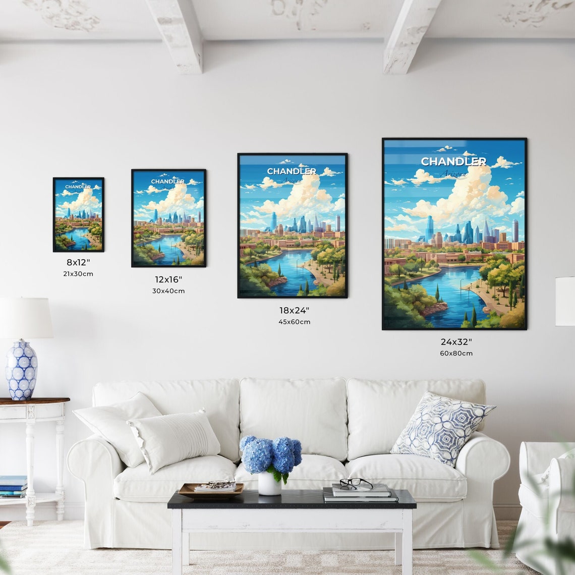 Chandler Arizona City Skyline Riverside Desert Scene Travel Poster - Image 3