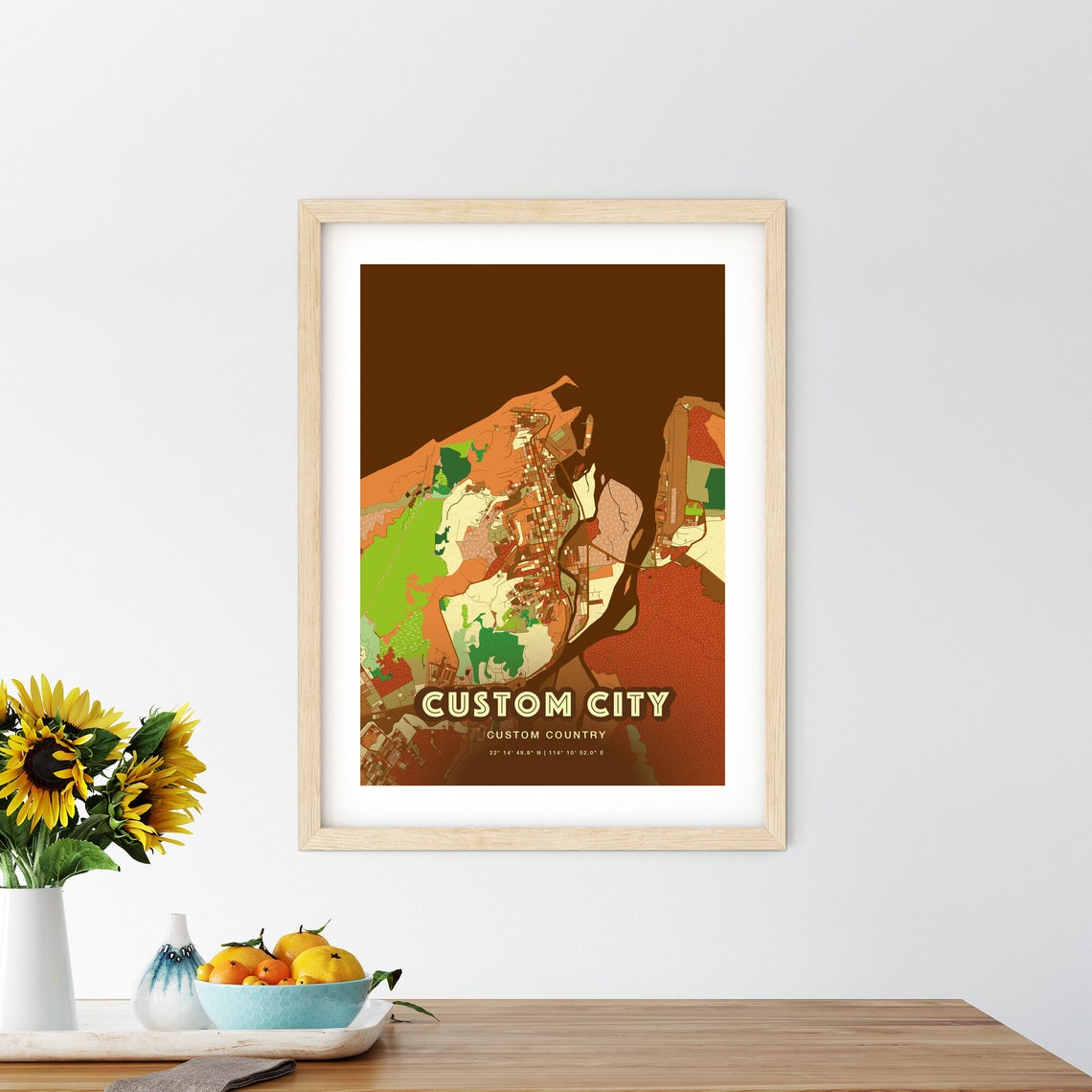Custom City Two Toned Farmhouse Personalized Modern Map Art Poster - Image 2